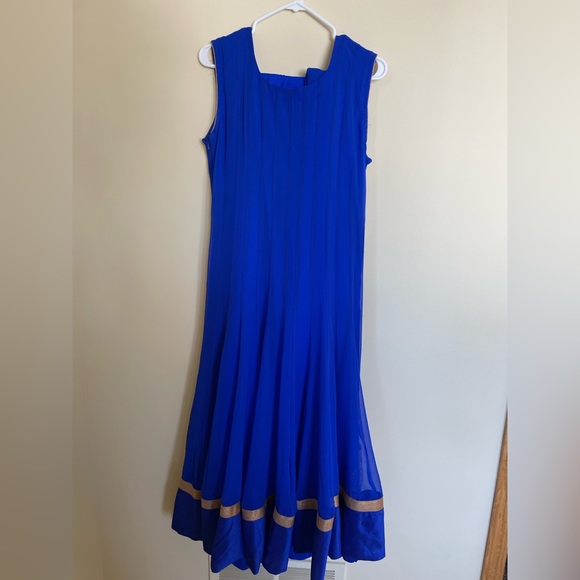 Blue Indian Salwar Suit with Matching Churidaar Pants and Dupatta - Picture 3 of 5